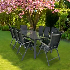 Gartenmöbelset, 8 Klappstühle und Tisch 190x80 cm 