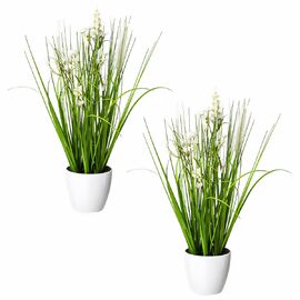 Kunstpflanze Blüten-Gras-Mix, 2er-Set, 41 cm, weiß 