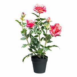 Kunstpflanze Rosenbusch, 58 cm, pink 