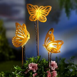 Solar-Hängedeko Schmetterlinge bunt 3er Set 
