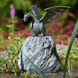 Drachenvogel Terrador aus Bronze, klein, mit Wasserspiel-Funktion 