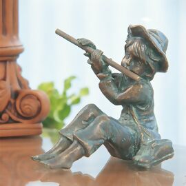 Flötenspieler Hans aus Bronze, klein 