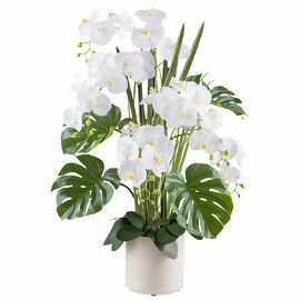 Kunstpflanze Orchideen-Arrangement im Kunststofftopf, ca. 110 cm, weiß 