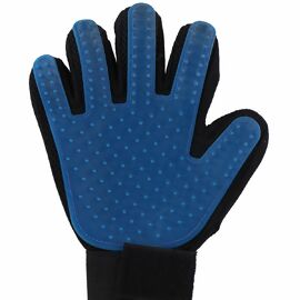 Tierhaar-Handschuh, schwarz/blau 