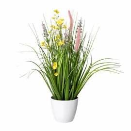 Kunstpflanze Blüten-Gras-Mix, bunt, 46 cm 