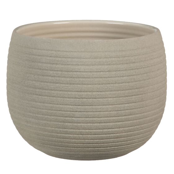 Keramik-Übertopf, rund, 12x16x16 cm, Taupe Stone