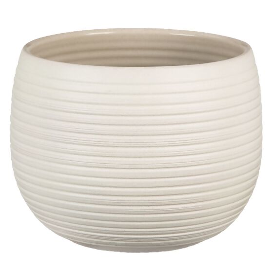 Keramik-Übertopf, rund, 12x16x16 cm, Cream Stone