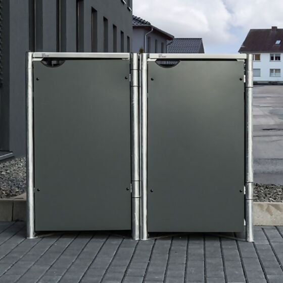 Mülltonnenbox 140l Kunststoff, 2er Box, grau