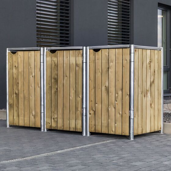Mülltonnenbox 240l Holz, 3er Box, Natur