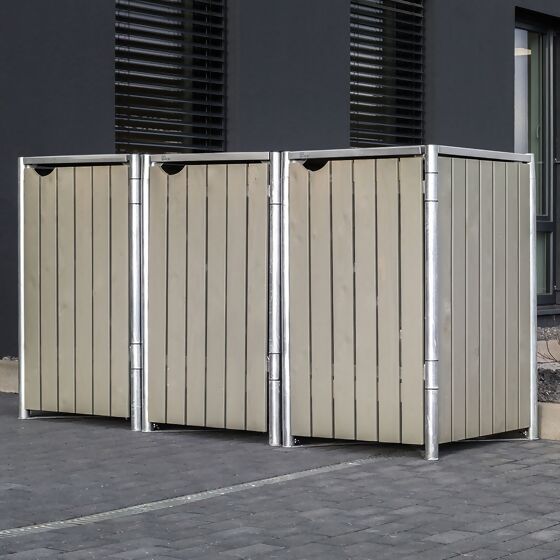 Mülltonnenbox Natur, feuerverzinkt, 3er Box, ca. 200 x 80 x 115 cm