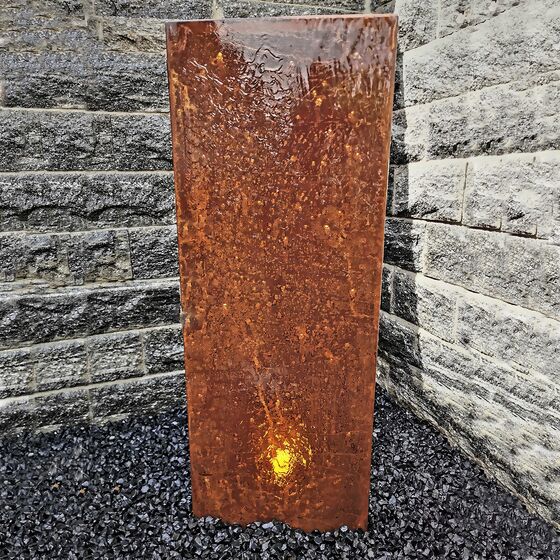 Wasserwand Husum klein Cortenstahl x, mit Zubehör & Becken, 130x45x6cm