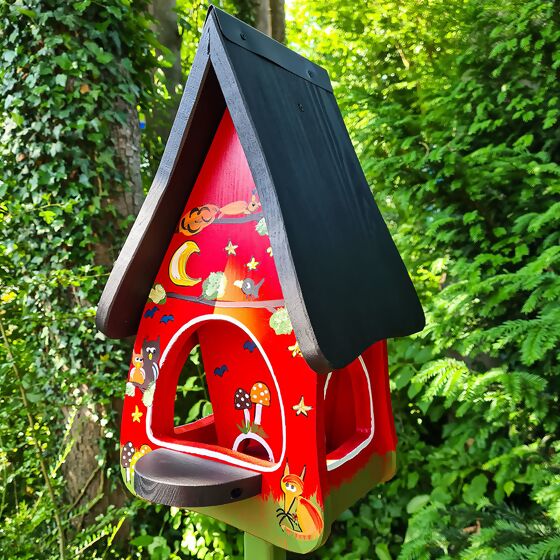 Vogelhaus mit Silo Tiere des Waldes, rot