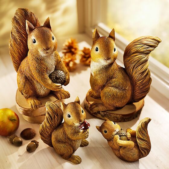 Deko-Tierfiguren "Eichhörnchenfamilie", 4er-Pack