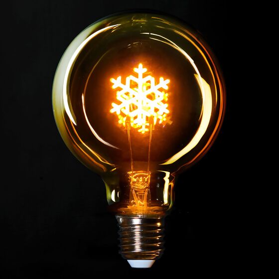 LED-Glühbirne mit Schneeflocken, 13,5 cm x 9,5 cm
