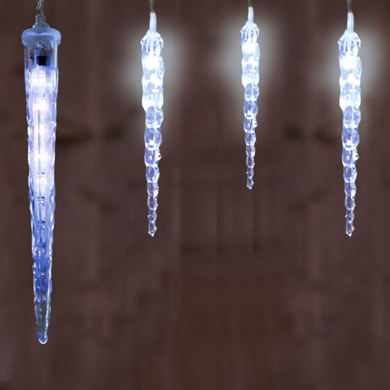 LED-Eiszapfenvorhang mit 30 cm Zapfen, 6 m, transparent