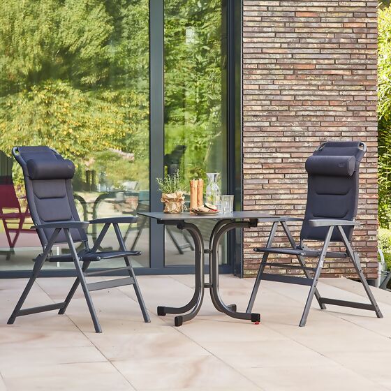 Gartenmöbel Premium-Set 3tlg. Mit 2 Hochlehnern und Tisch 80x80cm