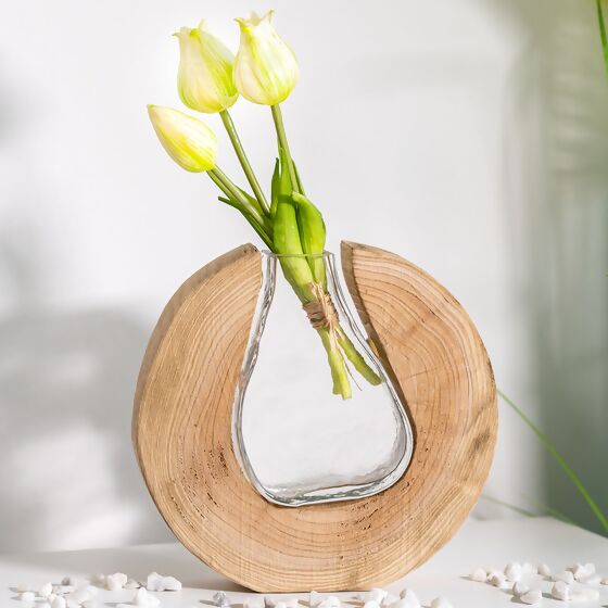 Kunstpflanze 3er-Tulpenbund, weiß-grün