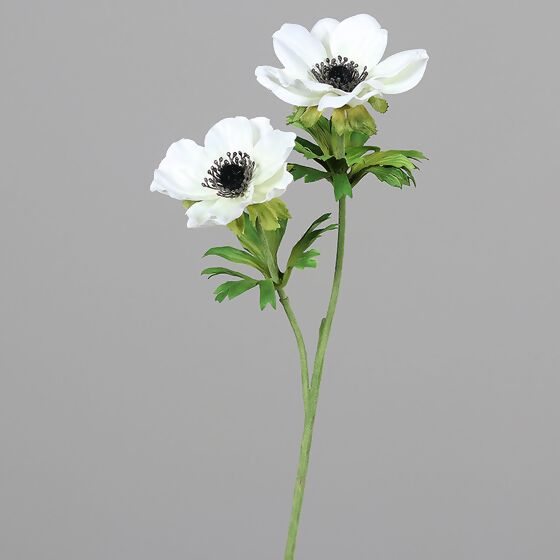 Kunstpflanze Anemone mit zwei Blüten, 50 cm