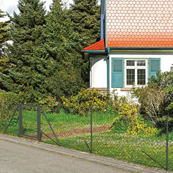 Maschendrahtzaun als Zaun-Komplettset, zum Einbetonieren , anthrazit-metallic , Höhe 100 cm , Länge 40 m