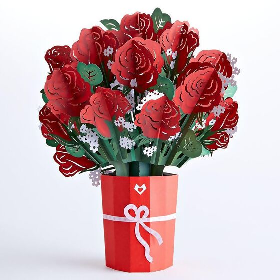 Handgefertigte Papierblumen: Roter Rosenstrauß