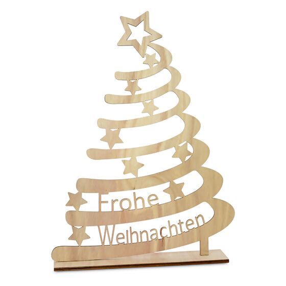Holzbaum, Frohe Weihnachten mit Sternen
