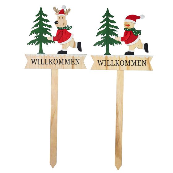 Willkommen-Dekostecker, Schnemann und Hirsch, 2er Set
