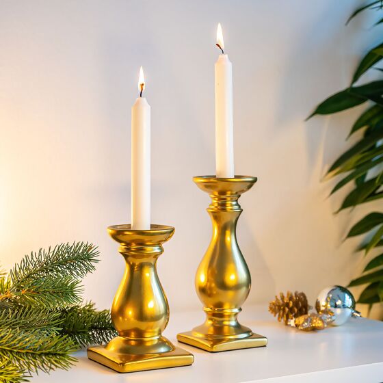Keramik Kerzenhalter Jule, gold matt, klein