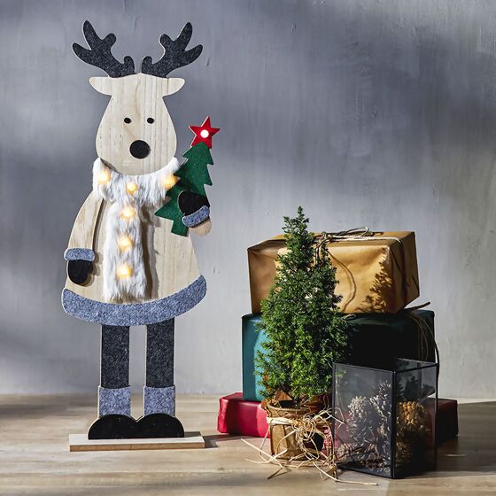 LED-Elch Rudolph mit Tanne