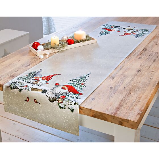 Tischläufer Weihnachtswichtel, 140 x 40cm