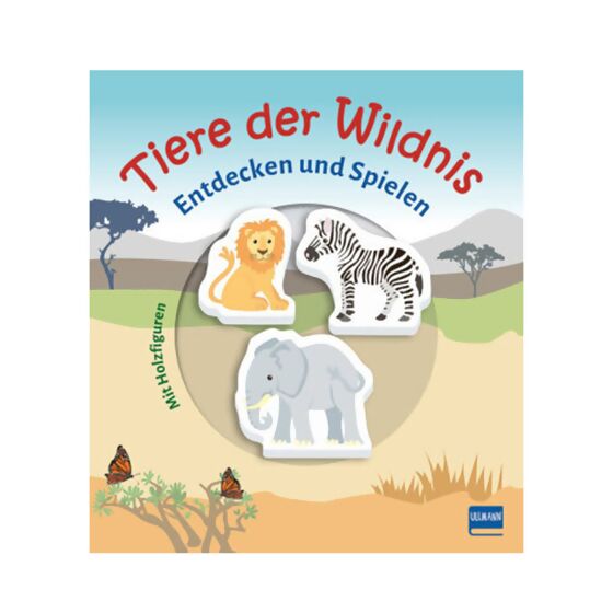 Pappbilderbuch Tiere der Wildnis mit 3 Holzfiguren