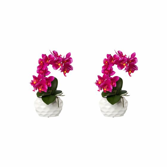 Kunstpflanze Phalaenopsis im Keramiktopf, lila, 2er-Set, 33 cm