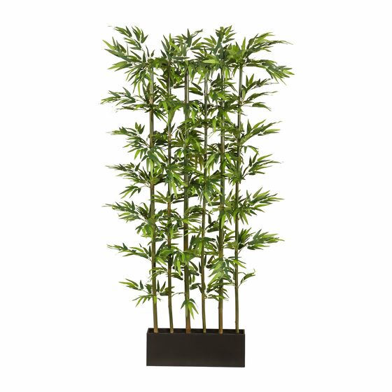 Kunstpflanze Bambus Raumteiler im Holzkasten, 195 cm