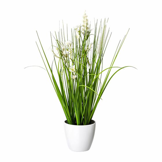 Kunstpflanze Blüten-Gras-Mix, 2er-Set, 41 cm, weiß