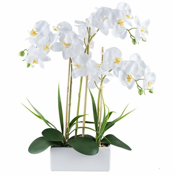 Kunstpflanze Phalaenopsis in Keramikkasten,  ca. 58 cm, weiß