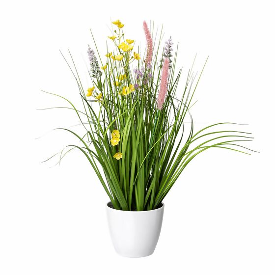 Kunstpflanze Blüten-Gras-Mix, bunt, 46 cm