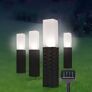 Solar-Rattan-Leuchten Obelisk, 4er-Set, schwarz | #1