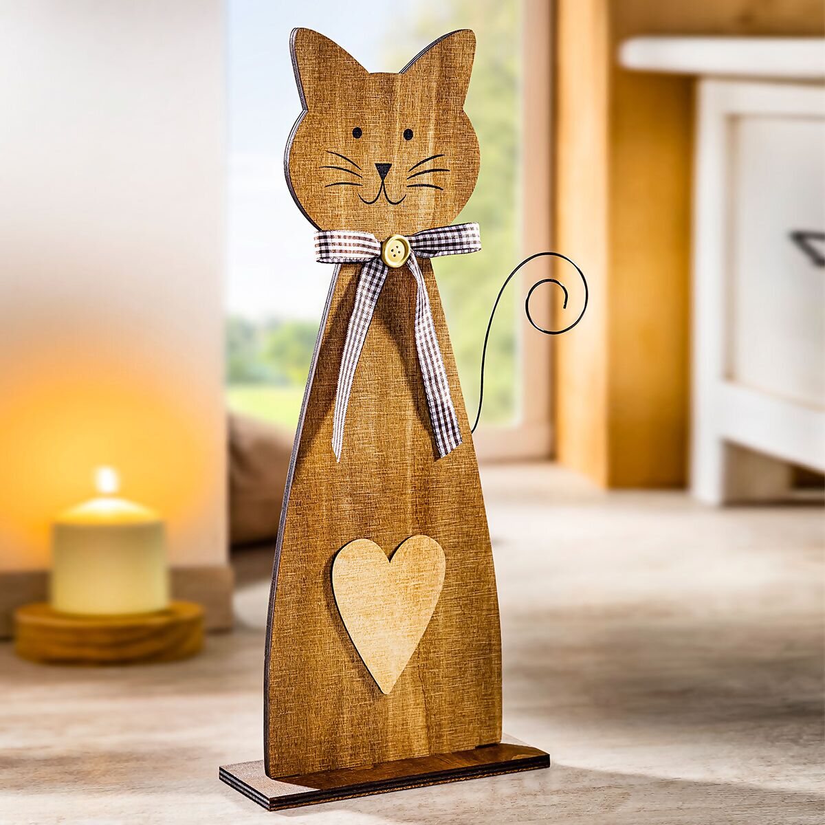 Dekofigur Katze aus Holz, 45cm online kaufen bei Gärtner Pötschke