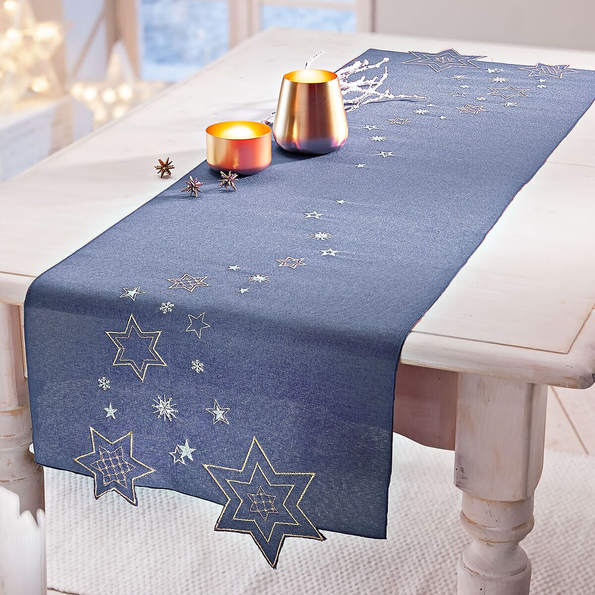 Tischläufer Sternenglanz, online kaufen cm bei 140x40 Rauchblau, Pötschke Gärtner