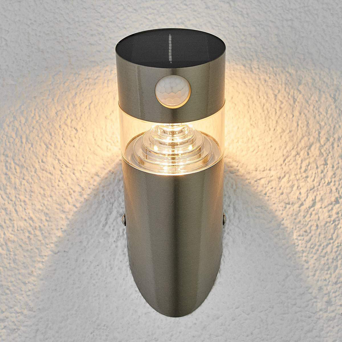 Solar-LED-Wandlampe Kalypso mit Bewegungsmelder, 21,3x7,6x7,6 cm, Edelstahl, silber
| #2