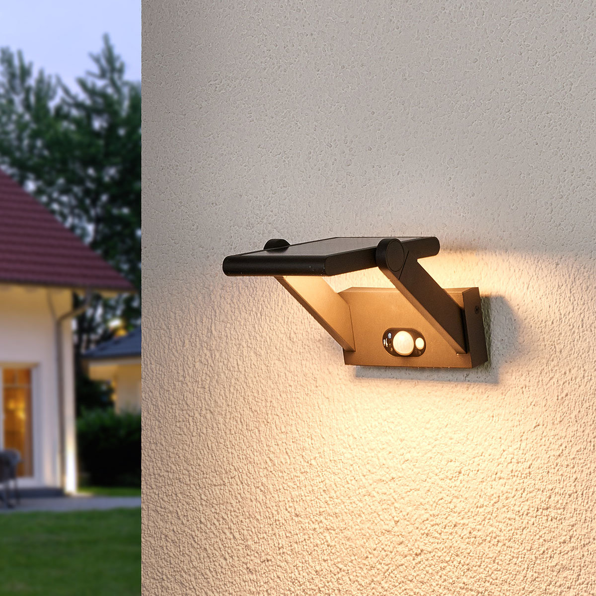 Solar-LED-Außenwandleuchte Valerian mit Bewegungsmelder, 16x23,3x15,2 cm, Aluminium, grau
| #2
