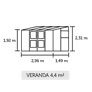 Gewächshaus Veranda 4,4 m² Silber, 296x149x231cm mit 3mm Sicherheitsglas | #2
